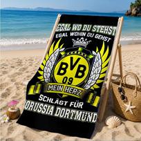 Bvb Soccer Ball Design Printed Microfiber Beach Towel, Soft And Absorbent, Quick-Dry, Ideal for Summer Travel, Beach Essential, Swimming Pool 70cmx140cm(27x55inch)