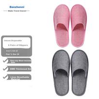 Disposable Slippers for Guests, Floor Slippers, Unisex Travel Business Hotel Beauty Salon Non-Slip Linen Cotton Slippers, Mixed Colors, 6 Pairs