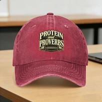 Protein and Proverbs Inspirational Faith Sun Baseball Cap  yk Funny FeUnisex Unisex Washed Hip Hop Hats Adjustable Baseball Caps One Size