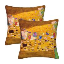 Gustav Klimt The Kiss Abstract Freyas Art 2 Pcs Square Pillowcase Pillow Cover Cushion Throw Pillow For Home Bedroom Peach skin 18*18(CM)-2Pcs