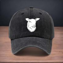Printed White Sheep Head Pattern Baseball Cap, Personalized and Versatile, Casual Cap for All Seasons juoda