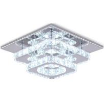 LED lubinis šviestuvas, 25 W, šaltai balta, K9 krištolas ir nerūdijantis plienas – kvadratinis, 25 x 25 cm
