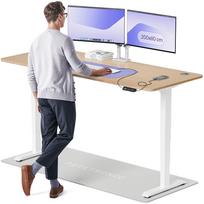 Kompiuterio stalas reguliuojamo aukščio Desktronic HomePro, 200 cm x 80 cm, 63 - 128 cm, balta sp./bamboo sp.