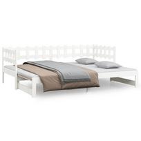 vidaXL Ištraukiama lova, balta, 2x(90x200)cm, pušies medienos masyvas