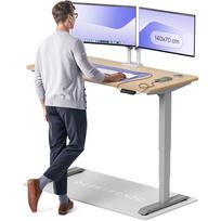 Kompiuterio stalas reguliuojamo aukščio Desktronic HomePro, 140 cm x 70 cm, 63 - 128 cm, pilka sp./bamboo sp.