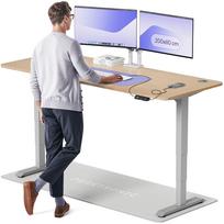 Kompiuterio stalas reguliuojamo aukščio Desktronic HomePro, 200 cm x 80 cm, 63 - 128 cm, pilka sp./bamboo sp.