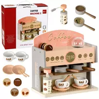 LEAN TOYS Barista Set Coffee Maker Wooden Accessories Pink