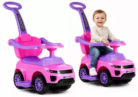 LEAN CARS 614W Vaikiškas Stumiamas Automobiliukas su Tėvų Rankena - Rožinė