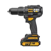 CATERPILLAR DX12 18V belaidis akumuliatorinis gręžtuvas-suktuvas su šepečiu varikliu, komplektas 2x2,0 Ah Li-ion