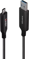 LINDY 10m USB 3.2 Gen 1 Type A to C Fibre Optic Hybrid Cable - Black
