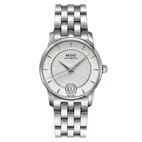 MIDO Baroncelli III Moteriškas Automatinis Laikrodis M007207110360 33mm Sidabrinis Ciferblatas Deimantiniai Indeksai Nerūdijančio Plieno Apyrankė