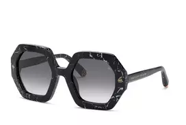 PHILIPP PLEIN Moteriški Akiniai Nuo Saulės SPP039M530869 - Juodas Rėmas, Pilki Lęšiai, 53mm