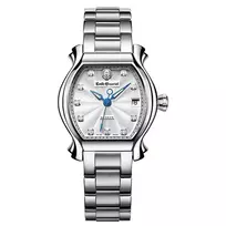 EMILE CHOURIET Women's 1911 Collection Quartz Watch 28mm Stainless Steel Case White Dial Black Leather Strap