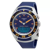 TISSOT T-Touch II Vyriškas laikrodis T056420270410 - 45mm titano korpusas, mėlyna guminė juosta, Šveicariškas kvarcinis chronografas su aukščiamačiu, barometru, kompasu, termometru