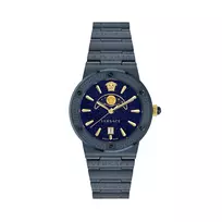 Versace V-Circle Vyriškas Laikrodis VE7G00423 38mm Šveicariškas Kvarcinis Nerūdijantis Plienas Oda Juodas