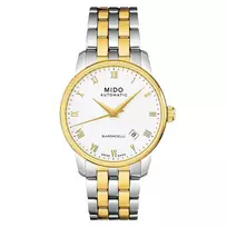 MIDO Vyriškas Laikrodis M86009261 Baroncelli III 38mm Automatinis Sidabrinis Ciferblatas Juoda Oda