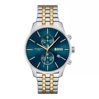BOSS Vyriškas Laikrodis 1513976 (42 mm) – Mėlynas Ciferblatas, Ruda Odinė Apyrankė