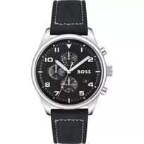 BOSS Vyriškas Laikrodis 1513987 44mm Nerūdijančio Plieno Mėlynas Ciferblatas Chronografas