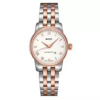 MIDO Baroncelli Lady moteriškas kvarcinis laikrodis M76009N61 29mm rožinio aukso PVD nerūdijantis plienas