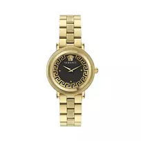 VERSACE Moteriškas VE7F00623 Šveicariški Kvarciniai Laikrodžiai 35mm Juodas Ciferblatas Odinis Dirželis