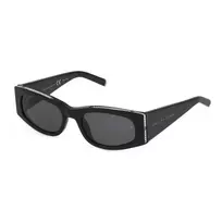 Moteriški Philipp Plein katės akies akiniai nuo saulės SPP025S550700 – blizgūs juodi acetatiniai rėmeliai, dūminiai lęšiai, UV400