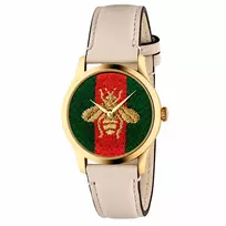GUCCI G-Timeless Motyvų Laikrodis Moterims YA1264128 38mm Šveicariškas Kvarcinis Nerūdijantis Plienas Sidabrinis Ciferblatas