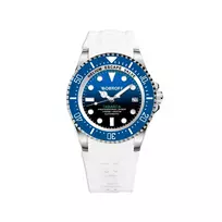BOBROFF MAN BF0003baBFSTB 42 mm kvarcinis analoginis laikrodis, mėlynas ciferblatas, guminis dirželis