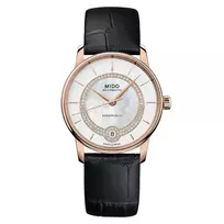 MIDO Baroncelli Signature Lady Automatinis laikrodis 33mm Rožinis auksas PVD Nerūdijantis plienas Ruda oda