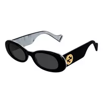 Gucci GG0517S-001 Moteriški kvadratiniai acetatiniai akiniai nuo saulės juodi/pilki 52mm