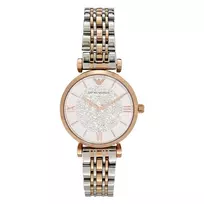 ARMANI Women's AR1926 Gianni T-Bar Quartz Analog Watch 32mm Rose Gold-tone Stainless Steel Mesh