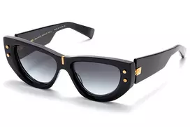 Balmain BPS-151A-55 moteriški akiniai nuo saulės, juodas acetatas, pilki polikarbonatiniai lęšiai, 55 mm