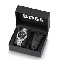 BOSS Vyriškas Laikrodis 1570180 41mm Nerūdijančio Plieno Korpusas Juodas Odinis Dirželis Analoginis Kvarcinis