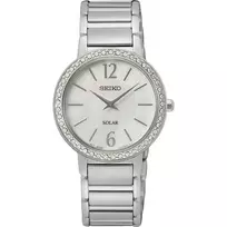 SEIKO SUP467P1 Moteriškas saulės energijos kvarcinis laikrodis 30,5 mm nerūdijantis plienas sidabrinis perlamutrinis deimantas