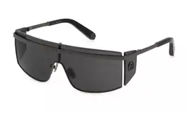 Philipp Plein SPP013M990568 Vyriški kvadratiniai akiniai nuo saulės juodi/pilki 56mm