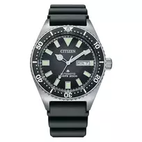 CITIZEN Vyriškas automatinis nardymo laikrodis NY0120-01E 41mm juodas ciferblatas juodas guminis dirželis