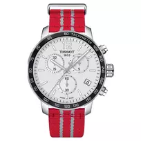TISSOT T-Sport Chrono XL Classic Vyriškas Laikrodis 42mm Sidabrinis Ciferblatas Mėlynas Tekstilinis Dirželis Šveicariškas Kvarcinis Chronografas T09541717037