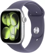 “Apple Watch Series 11 (2025) GPS 46mm sidabrinis aliuminio korpusas su Purple Fog Sport Band M/L”