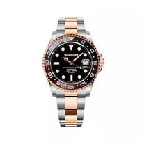 BOBROFF BF0007 Unisex Quartz Analog Watch 41mm Stainless Steel Case Black Dial Leather Strap