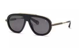 PHILIPP PLEIN MAN SPP151M570700 Akiniai Juodas Acetatas Pilki Lęšiai 57mm