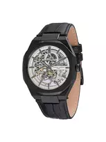 Pierre Cardin vyriškas analoginis kvarcinis laikrodis CF.1002.LB.1 42mm juodas ciferblatas odinis dirželis