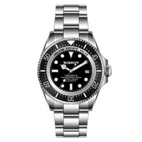 BOBROFF BF001 Vyriškas analoginis kvarcinis laikrodis 44mm juodas odinis dirželis