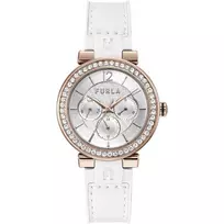 FURLA Arco Chain moteriškas laikrodis 38mm sidabrinis nerūdijančio plieno tinklelio apyrankė WW00011003L3