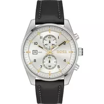 BOSS Vyriškas Laikrodis 1514147 44mm Nerūdijančio Plieno Mėlynu Ciferblatu Chronografas