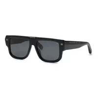 Philipp Plein SPP179-550Z29 Vyriški Akiniai nuo Saulės Juodas Acetato Rėmas Pilki Polikarbonato Lęšiai 55/18/145 mm