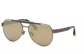 Philipp Plein SPP073M63566G Vyriški stačiakampiai akiniai nuo saulės, juodas acetato rėmelis, pilki lęšiai, 63/16/145 mm