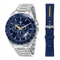 Maserati vyriškas kvarcinis chronografinis laikrodis R8871612039 45mm nerūdijančio plieno korpusas juodas ciferblatas odinis dirželis