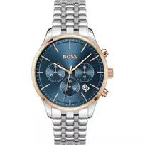 BOSS Vyriškas Laikrodis 1514158 42mm Nerūdijančio Plieno Mėlynu Ciferblatu Milano Tinklelio Apyranke