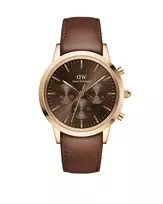 Daniel Wellington Classic 42mm Vyriškas Laikrodis DW00100640 - Rožinio aukso korpusas, juodas ciferblatas, juodas odinis dirželis