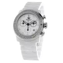 GLAM ROCK Moteriškas Laikrodis GR50116D (42mm) - Šveicariškas Kvarcas, Baltas Perlamutro Ciferblatas, Balta Silikoninė Juosta