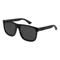 Gucci GG0010S-003 Vyriški kvadratiniai akiniai nuo saulės blizgaus juodo rėmo pilkais lęšiais 58/16/145 mm